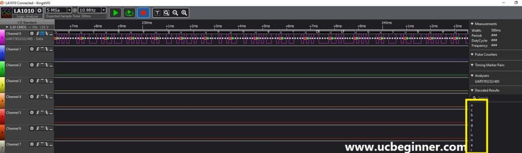 UART signal Analysis using Logic analyzer